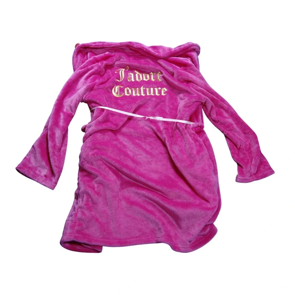 NEW Juicy Couture Luxe Soft Plush Robe Size L/XL Pink Pockets 36